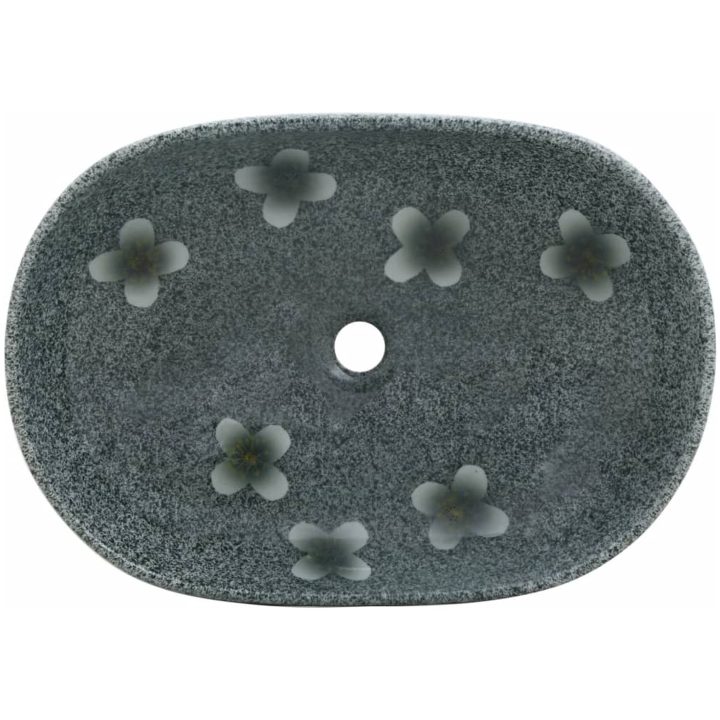 Handfat blå oval keramik vidaXL 59 x 40 x 14 cm – bild 6