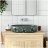 Handfat blå oval keramik vidaXL 59 x 40 x 14 cm – miniatyr 1