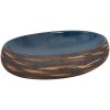 Handfat brun och blå oval keramik vidaXL 59 x 40 x 15 cm – miniatyr 2