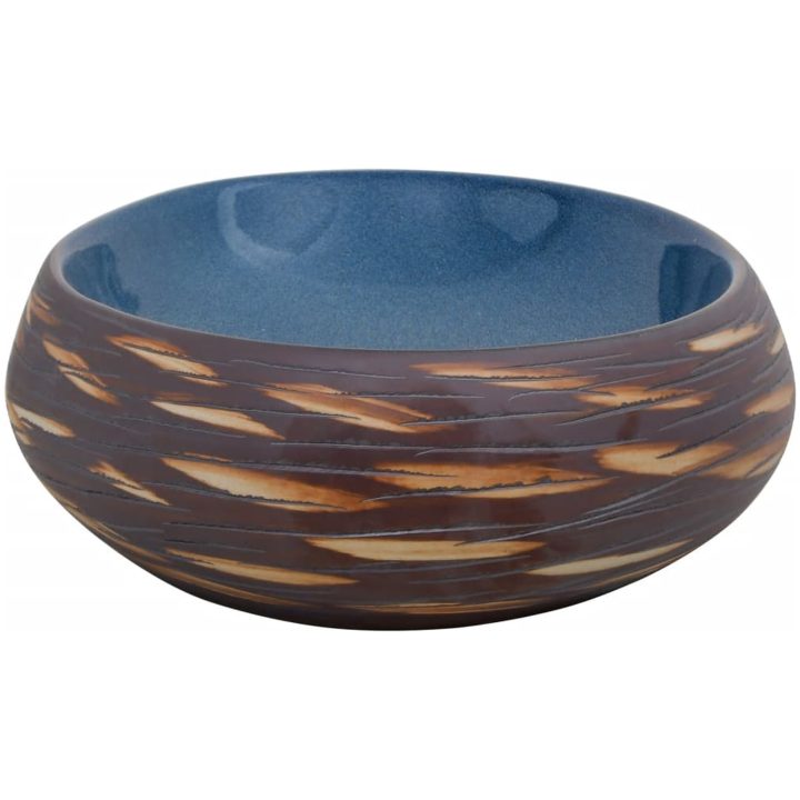 Handfat brun och blå oval keramik vidaXL 59 x 40 x 15 cm – bild 5