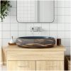 Handfat brun och blå oval keramik vidaXL 59 x 40 x 15 cm – miniatyr 1