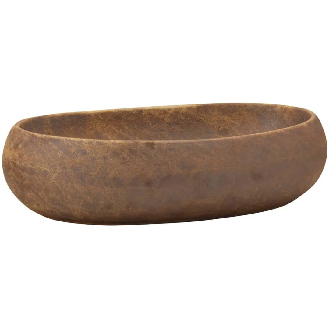 Handfat brun oval keramik vidaXL 59 x 40 x 15 cm – bild 2