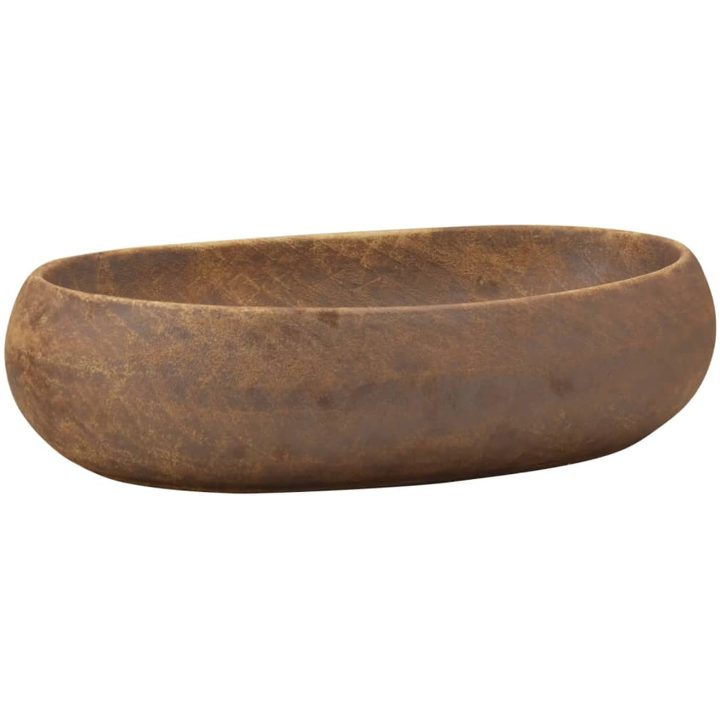 Handfat brun oval keramik vidaXL 59 x 40 x 15 cm – bild 2