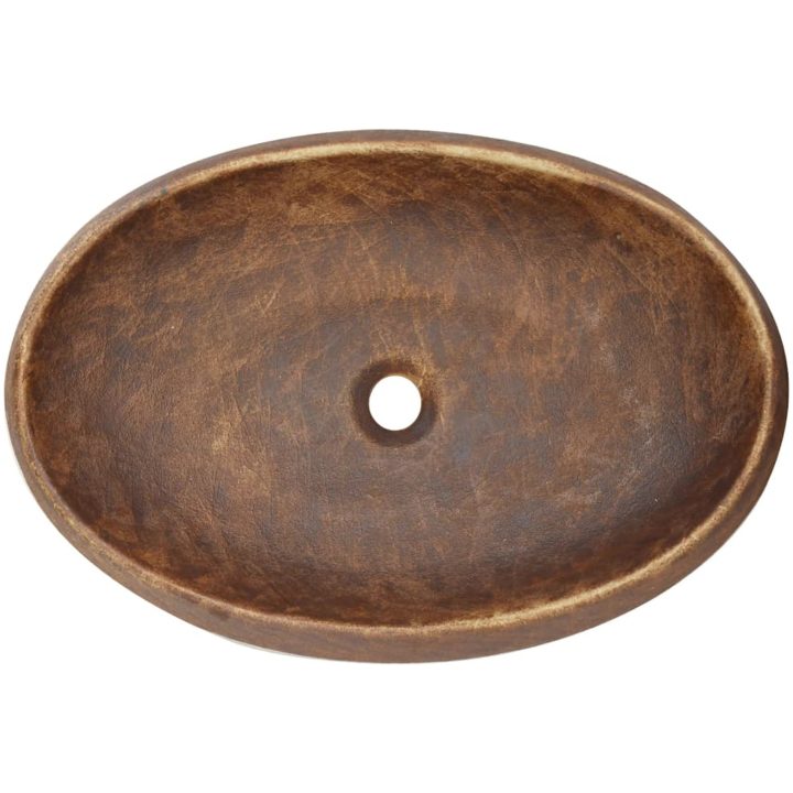 Handfat brun oval keramik vidaXL 59 x 40 x 15 cm – bild 6