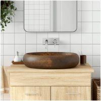 Handfat brun oval keramik vidaXL