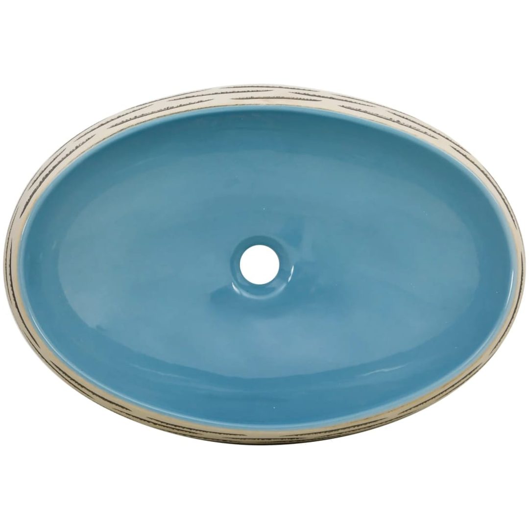 Handfat flerfärgad oval keramik vidaXL 59 x 40 x 15 cm – bild 6