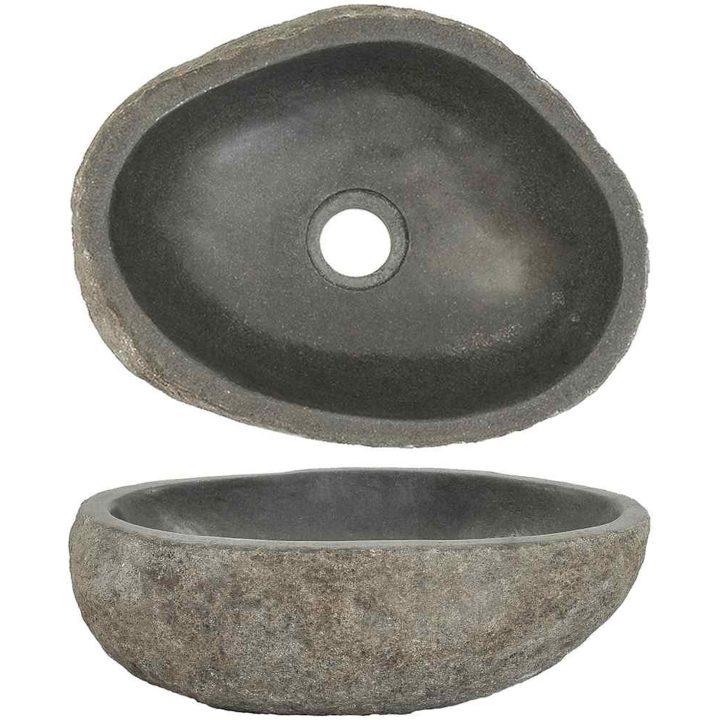 Handfat flodsten oval (29-38)x(24-31) cm vidaXL 29 - 38 cm – bild 2