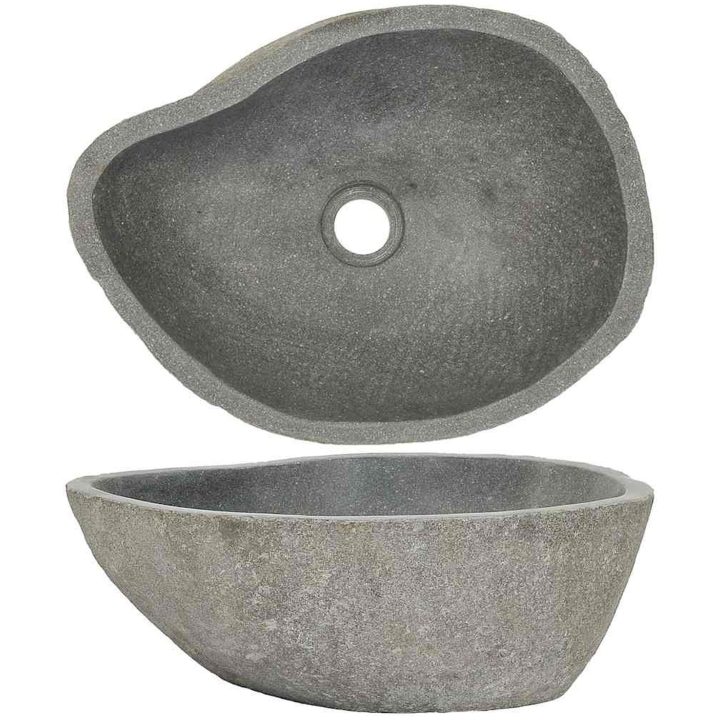 Handfat flodsten oval (37-46)x(29-36) cm vidaXL (37 - 46) x (29 - 36) x 15 cm – bild 2