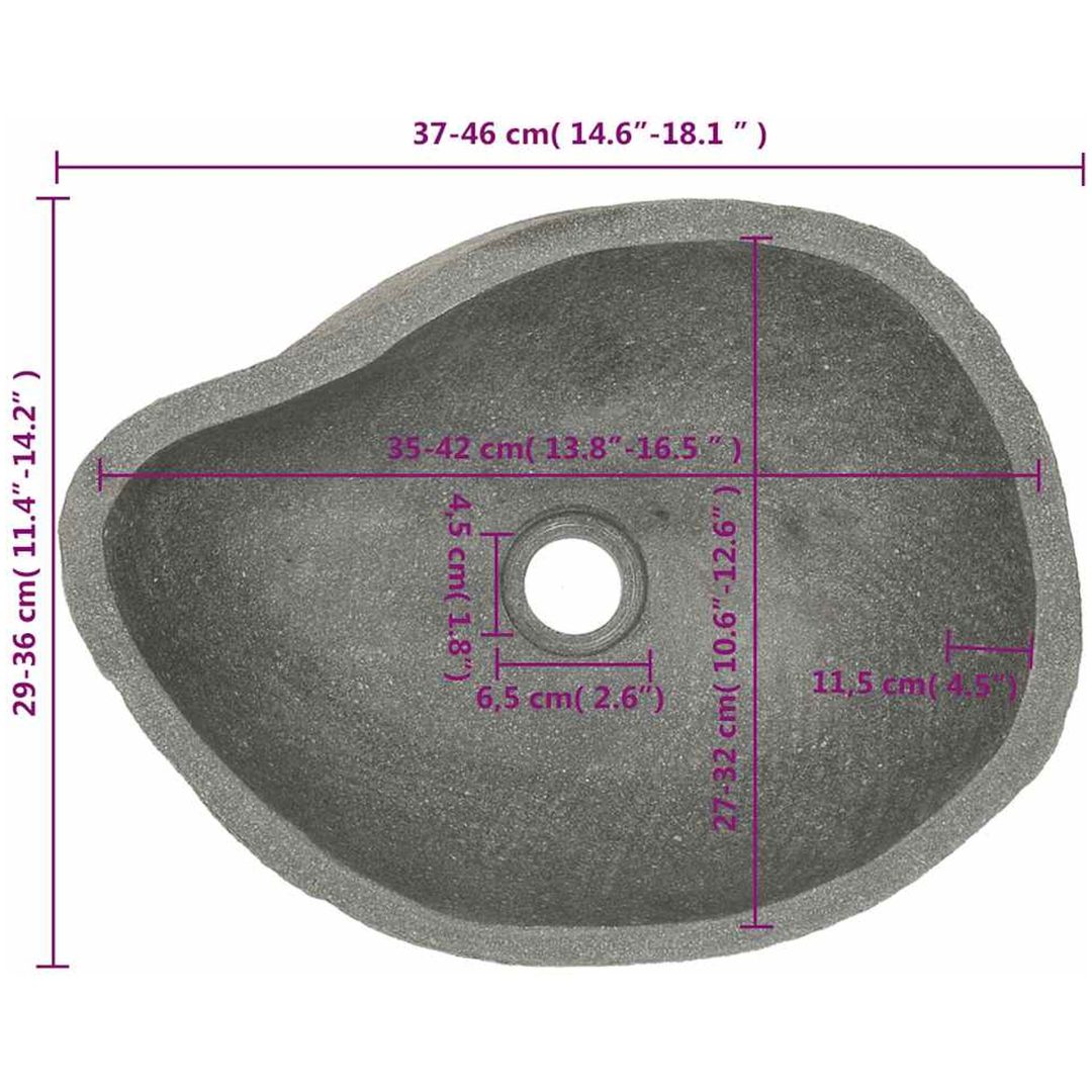 Handfat flodsten oval (37-46)x(29-36) cm vidaXL (37 - 46) x (29 - 36) x 15 cm – bild 9