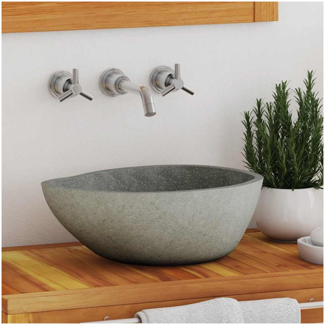 Handfat flodsten oval (37-46)x(29-36) cm vidaXL (37 - 46) x (29 - 36) x 15 cm