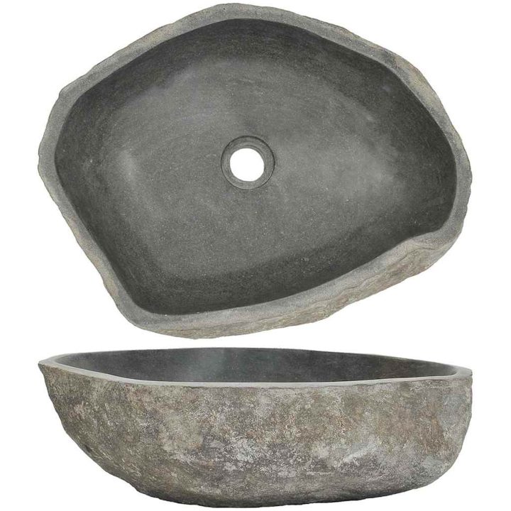 Handfat flodsten oval (45-53)x(34-41) cm vidaXL (45 - 53) x (34 - 41) x 15 cm – bild 2