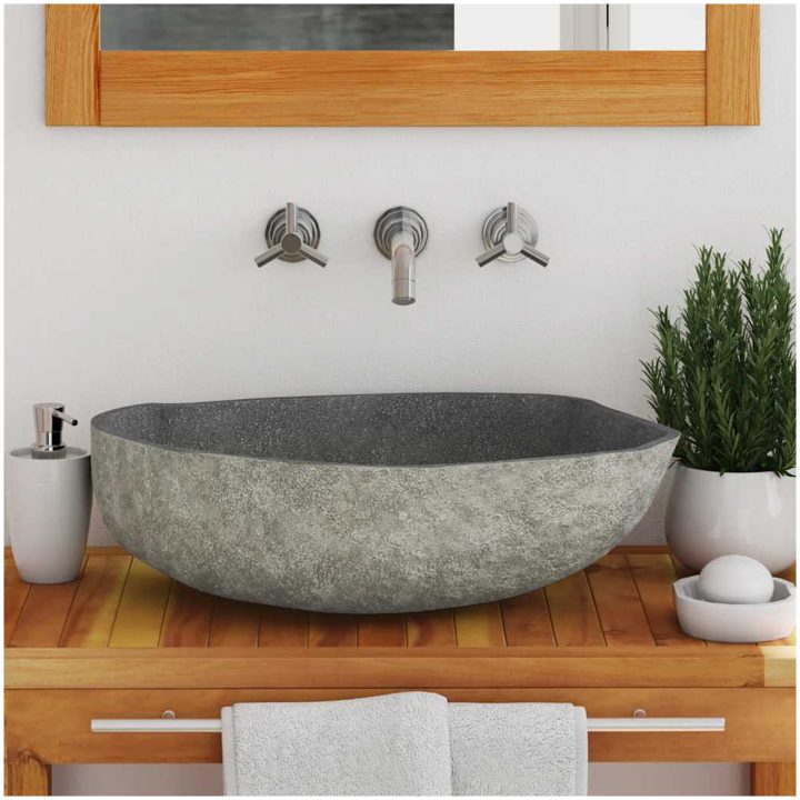 Handfat flodsten oval (45-53)x(34-41) cm vidaXL (45 - 53) x (34 - 41) x 15 cm – bild 3