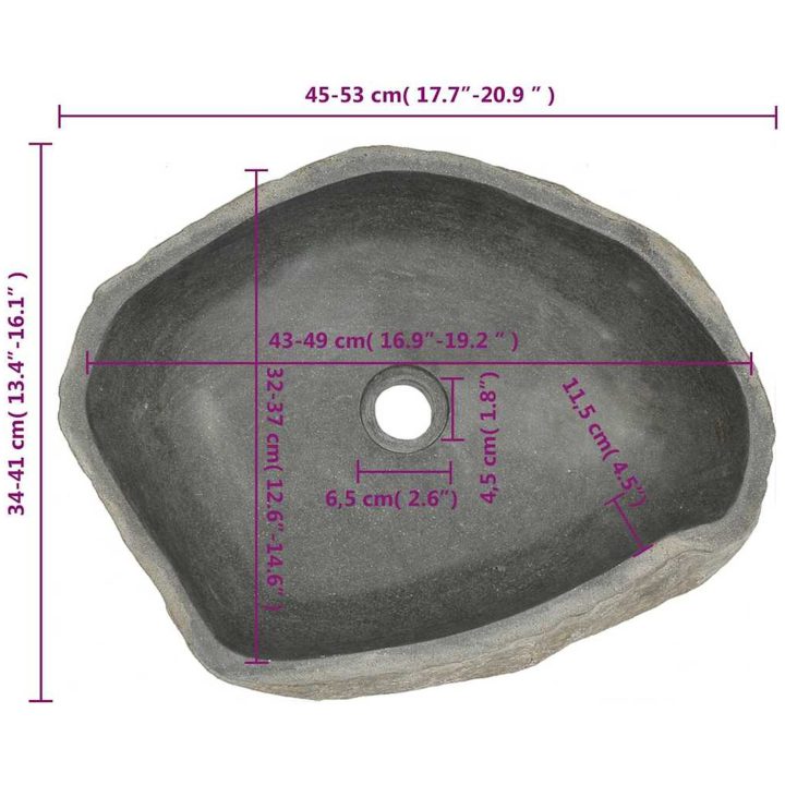 Handfat flodsten oval (45-53)x(34-41) cm vidaXL (45 - 53) x (34 - 41) x 15 cm – bild 7