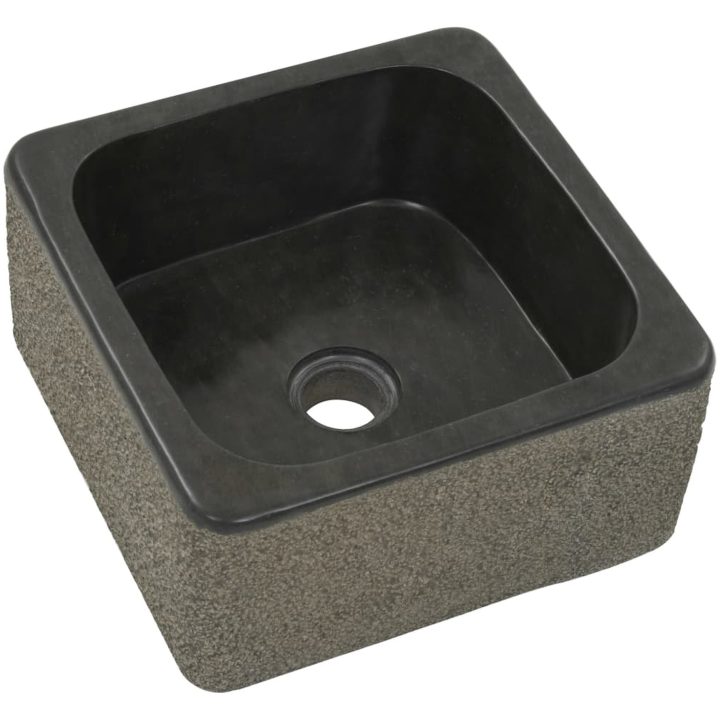 Handfat flodsten svart vidaXL 30 x 30 x 15 cm – bild 2