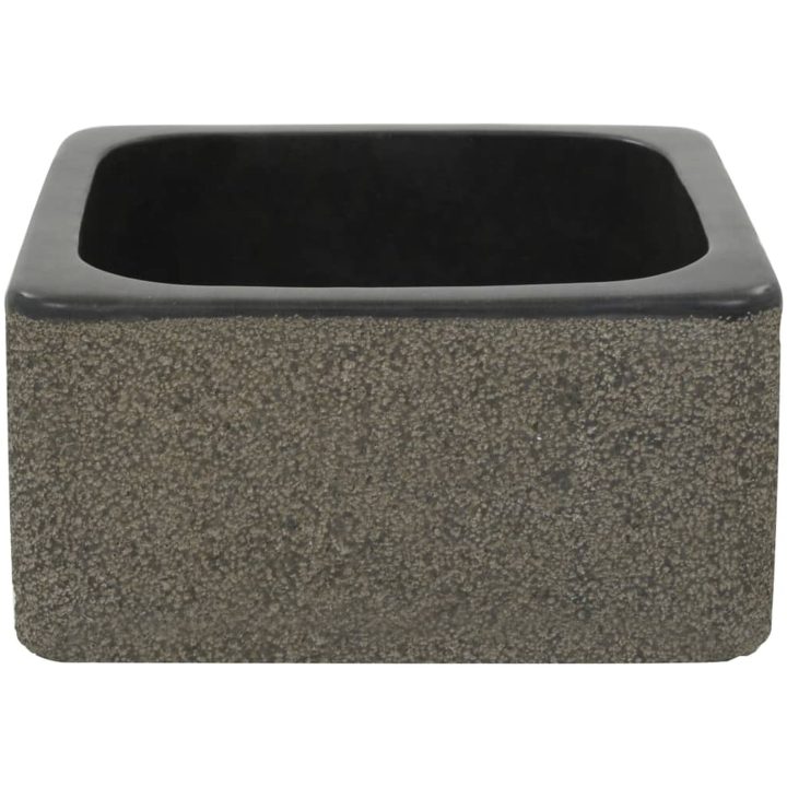 Handfat flodsten svart vidaXL 30 x 30 x 15 cm – bild 3