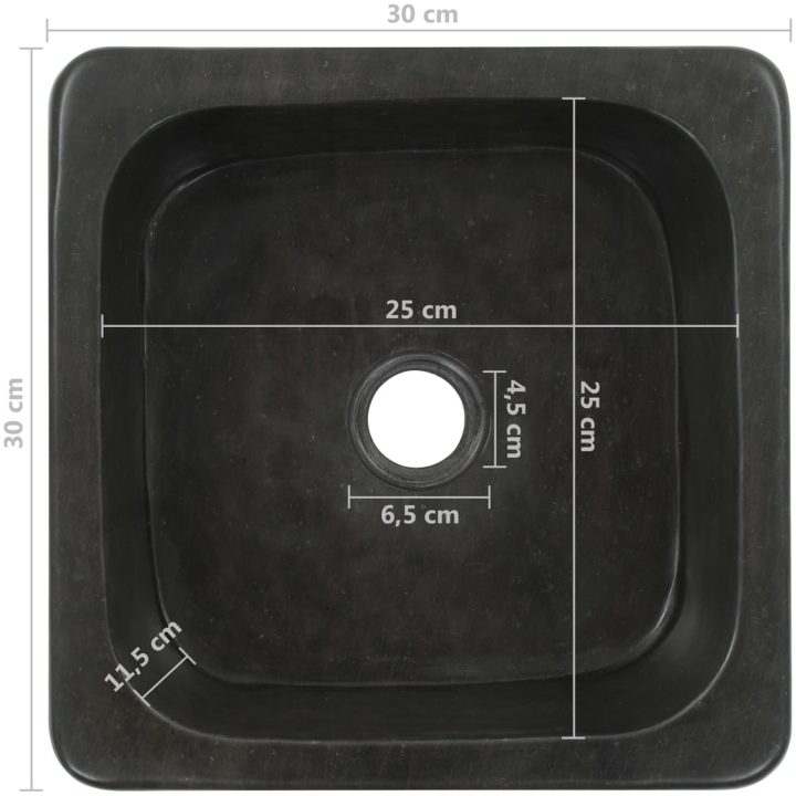 Handfat flodsten svart vidaXL 30 x 30 x 15 cm – bild 8