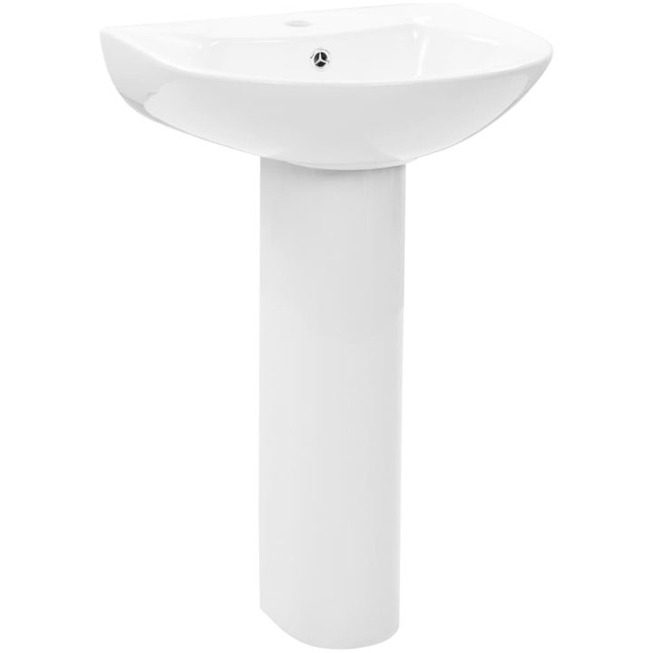 Handfat fristående med piedestal keramik 520x440x190 cm vit vidaXL – bild 2