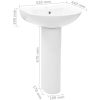 Handfat fristående med piedestal keramik 520x440x190 cm vit vidaXL – miniatyr 7