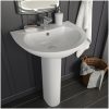 Handfat fristående med piedestal keramik 520x440x190 cm vit vidaXL – miniatyr 1