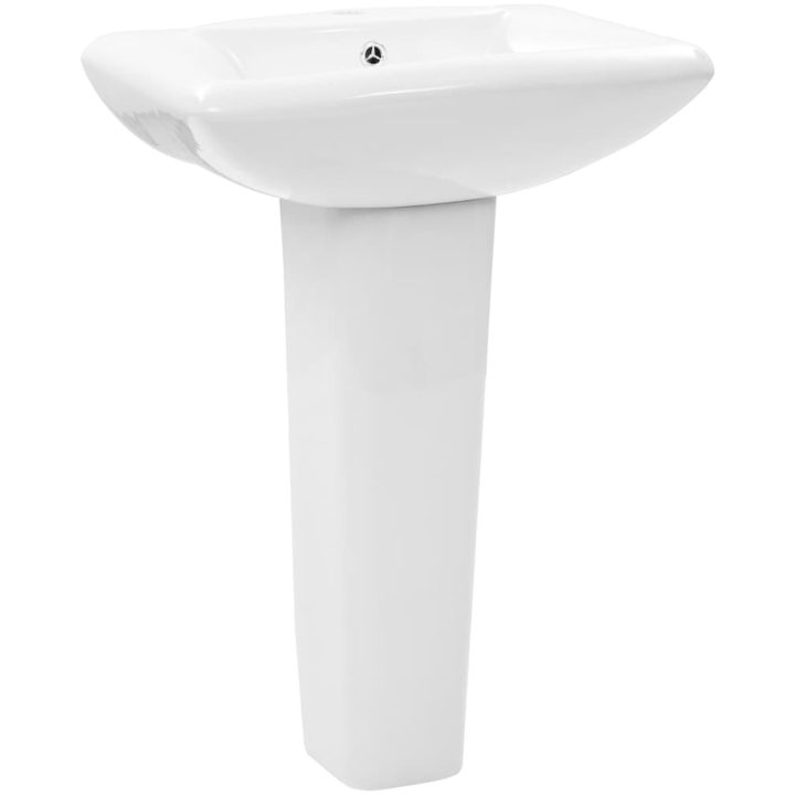 Handfat fristående med piedestal keramik 580x470x200 mm vit vidaXL – bild 2