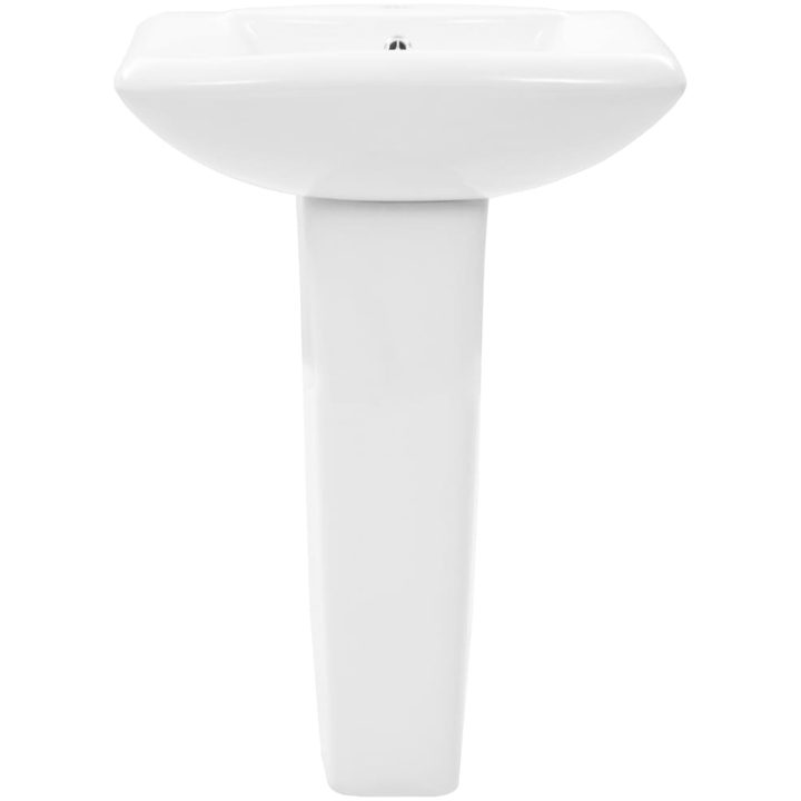 Handfat fristående med piedestal keramik 580x470x200 mm vit vidaXL – bild 3