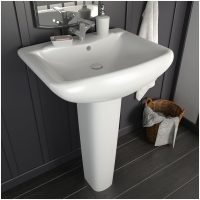 Handfat fristående med piedestal keramik 580x470x200 mm vit vidaXL