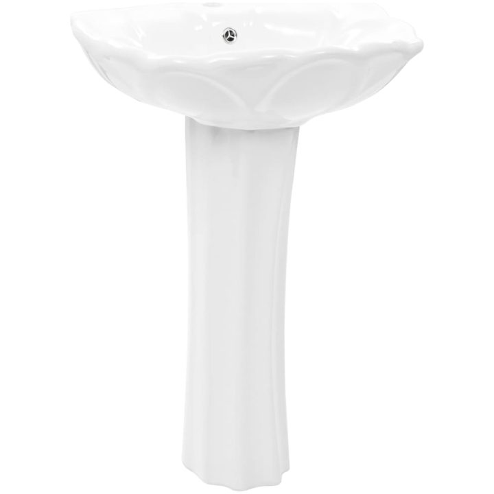 Handfat fristående med piedestal keramik 580x510x200 mm vit vidaXL – bild 2