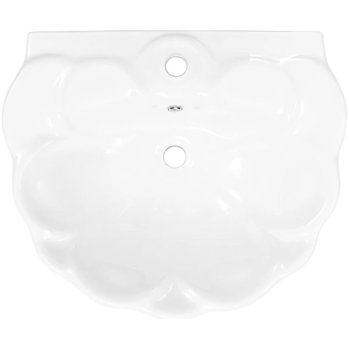 Handfat fristående med piedestal keramik 580x510x200 mm vit vidaXL – bild 6