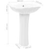 Handfat fristående med piedestal keramik 580x510x200 mm vit vidaXL – miniatyr 7