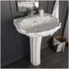 Handfat fristående med piedestal keramik 580x510x200 mm vit vidaXL – miniatyr 1