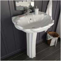 Handfat fristående med piedestal keramik 580x510x200 mm vit vidaXL