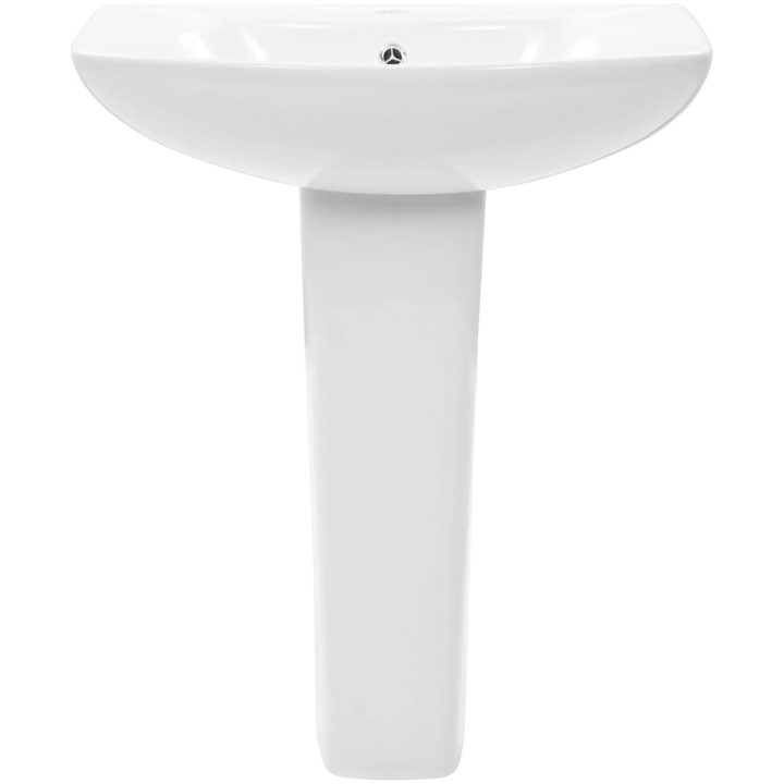 Handfat fristående med piedestal keramik 650x520x200 mm vit vidaXL – bild 3