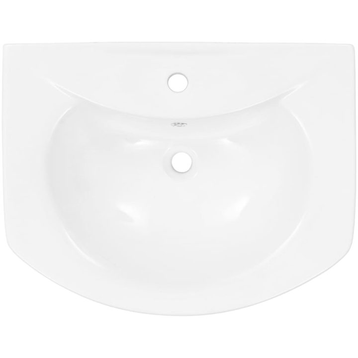 Handfat fristående med piedestal keramik 650x520x200 mm vit vidaXL – bild 5