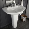 Handfat fristående med piedestal keramik 650x520x200 mm vit vidaXL – miniatyr 1