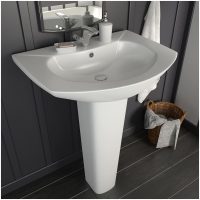 Handfat fristående med piedestal keramik 650x520x200 mm vit vidaXL
