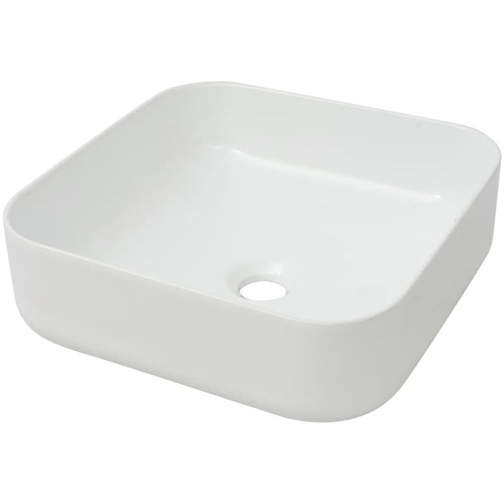 Handfat fyrkantig keramik vit 39x39x13,5 cm vidaXL – bild 2