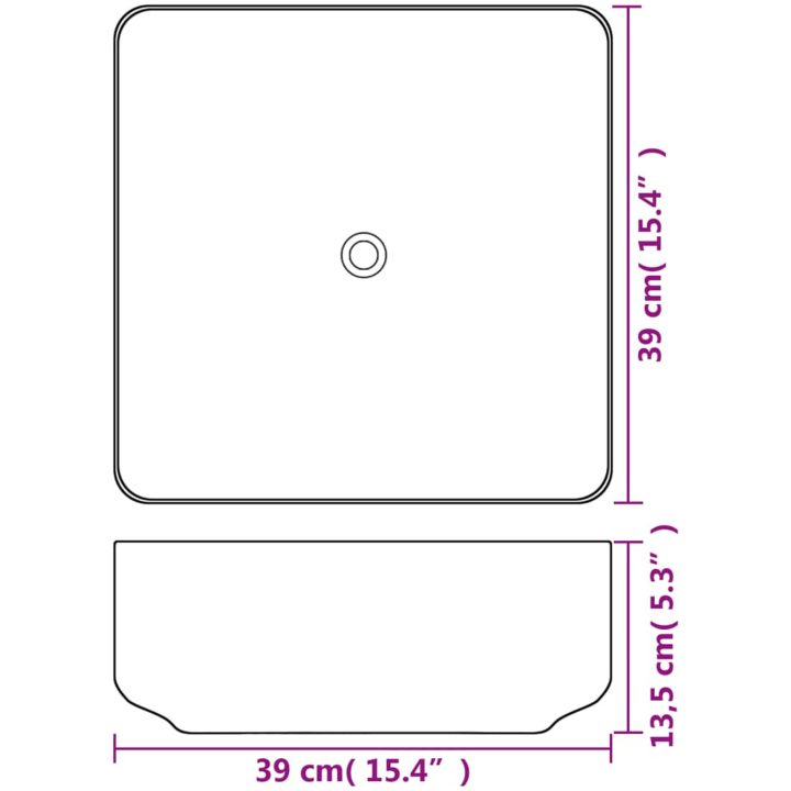 Handfat fyrkantig keramik vit 39x39x13,5 cm vidaXL – bild 4