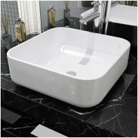 Handfat fyrkantig keramik vit 39x39x13,5 cm vidaXL