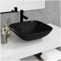 Handfat glas 42x42x14 cm svart vidaXL
