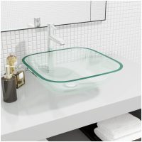 Handfat glas 42x42x14 cm transparent vidaXL