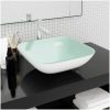 Handfat glas 42x42x14 cm vit vidaXL – miniatyr 1