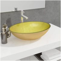 Handfat glas 50x37x14 cm guld vidaXL