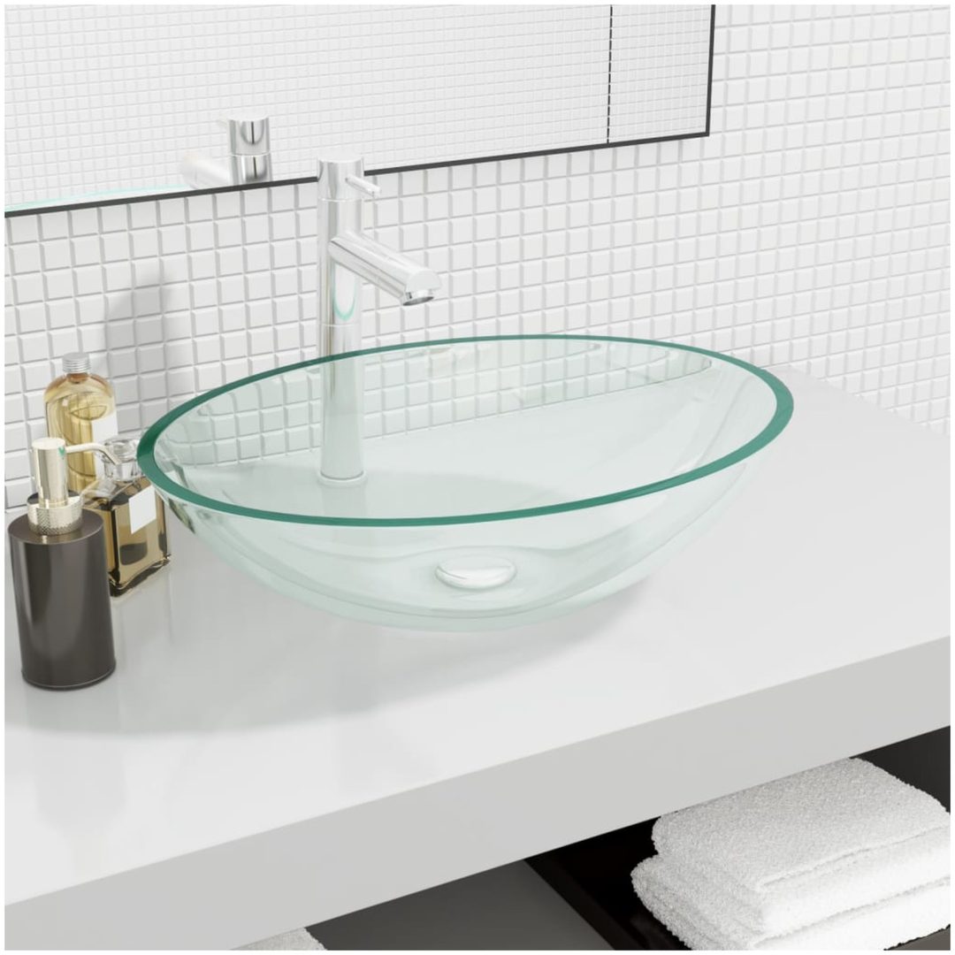 Handfat glas 50x37x14 cm transparent vidaXL