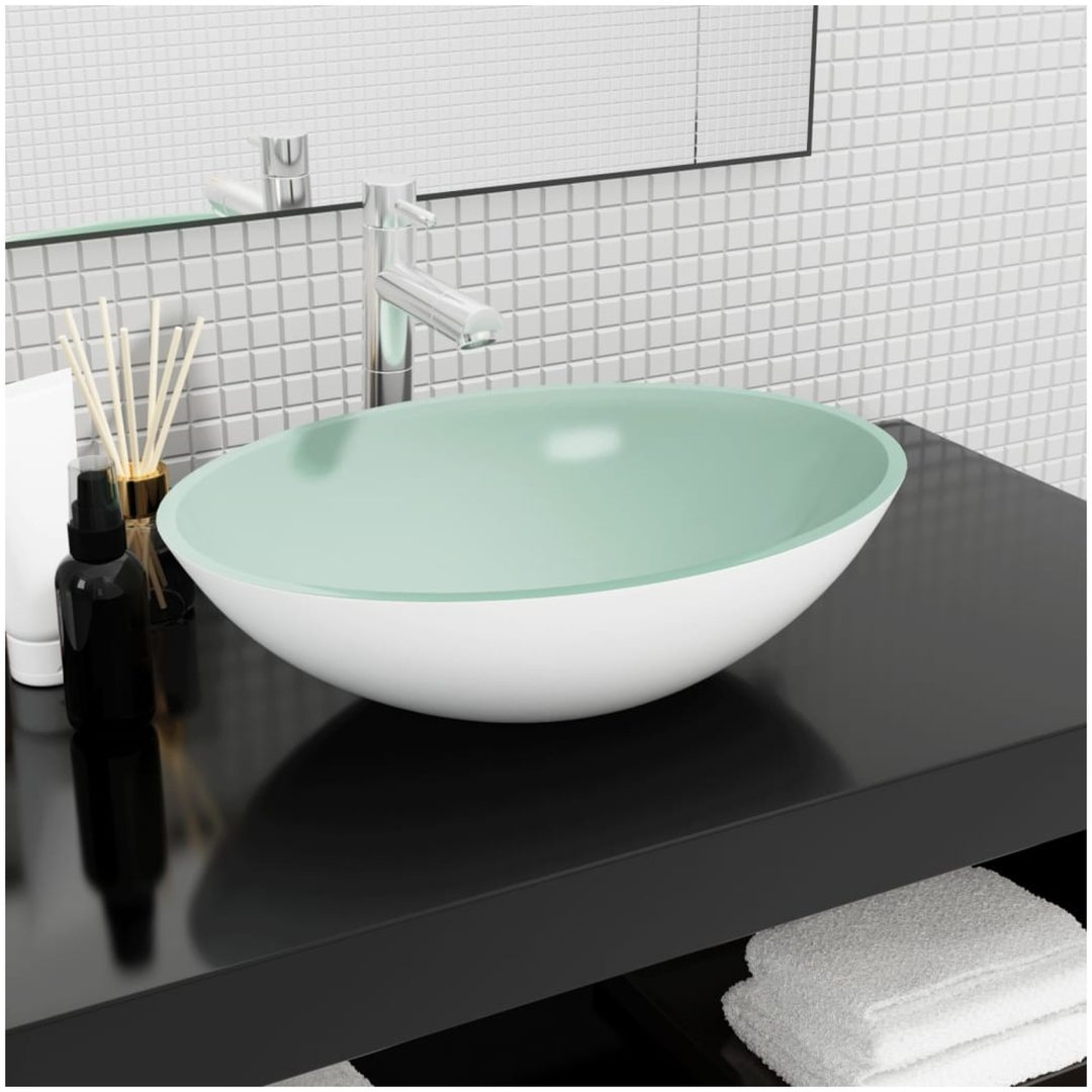 Handfat glas 50x37x14 cm vit vidaXL