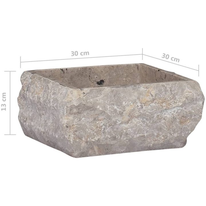 Handfat grå 30x30x13 cm marmor vidaXL – bild 6