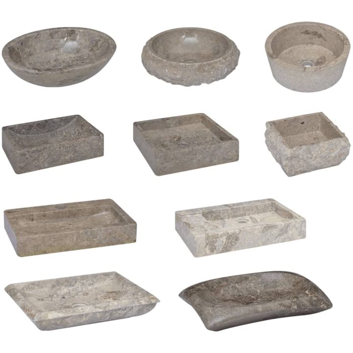 Handfat grå 30x30x13 cm marmor vidaXL – bild 7
