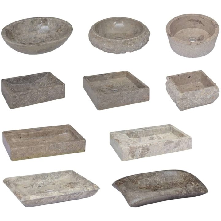 Handfat grå ⌀40x12 cm marmor vidaXL – bild 7