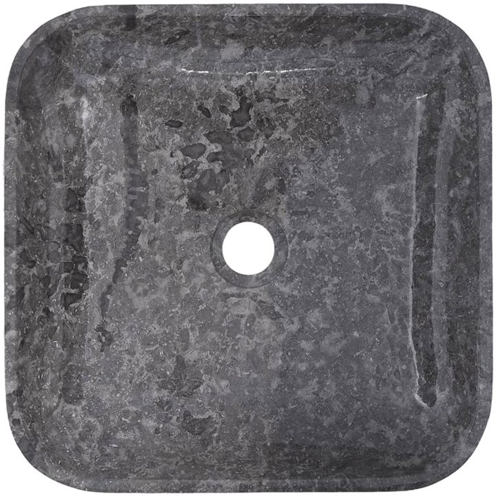 Handfat grå 40x40x10 cm marmor vidaXL – bild 9