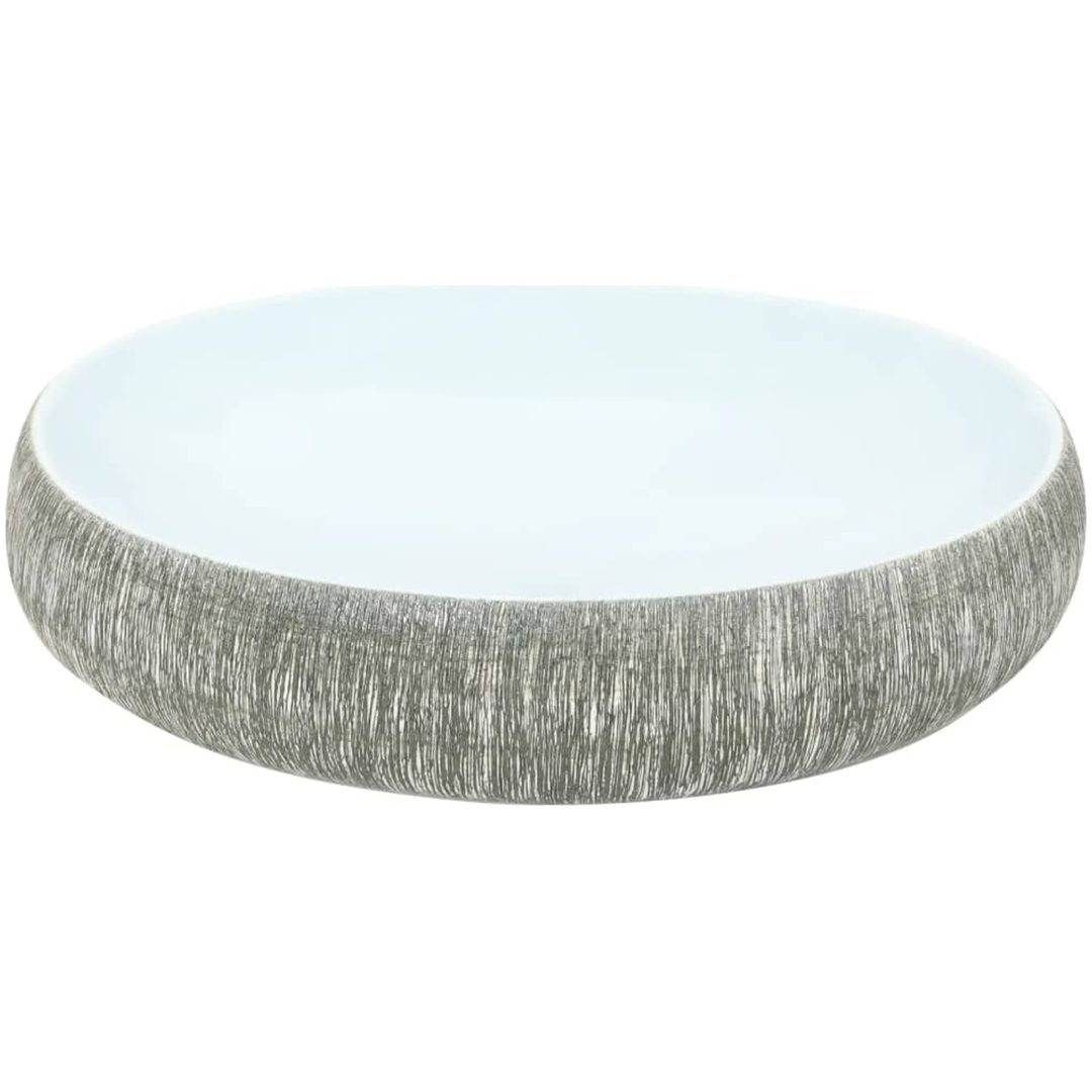 Handfat grå och blå oval keramik vidaXL 59 x 40 x 15 cm – bild 4