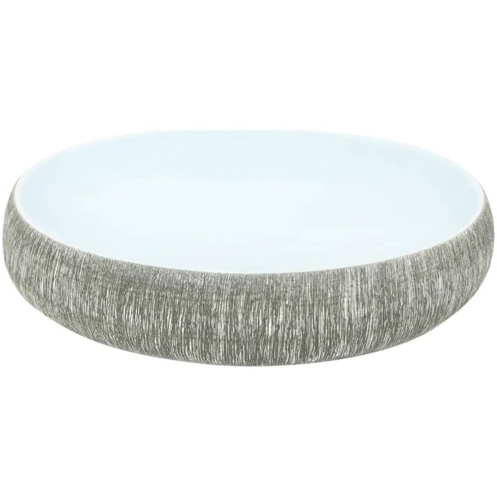 Handfat grå och blå oval keramik vidaXL 59 x 40 x 15 cm – bild 4